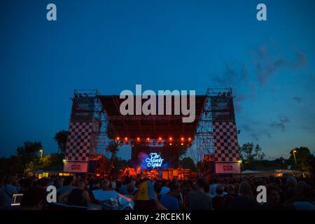 13. Juli 2023, Bellaria, Emilia Roamagna, Italien: Idles live in Bellaria Igea Marina (Kreditbild: © Carlo Vergani/Pacific Press via ZUMA Press Wire) NUR REDAKTIONELLE VERWENDUNG! Nicht für den kommerziellen GEBRAUCH! Stockfoto