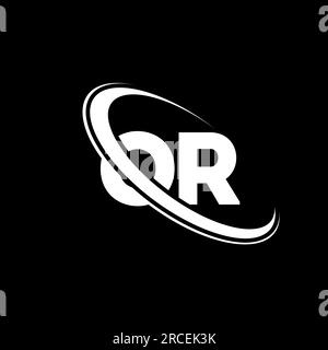 ODER Logo. O R Konstruktion. Weiß ODER Buchstabe. ODER/O R Logo-Design. Anfangsbuchstabe ODER verknüpfter Kreis Monogramm-Logo in Großbuchstaben. Stock Vektor