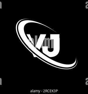 VJ-Logo. V J-Design. Weißer VJ-Buchstabe. Logo mit VJ/V J-Buchstaben. Anfangsbuchstabe VJ Linked Circle Monogram Logo in Großbuchstaben. Stock Vektor