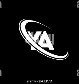 Ya-Logo. D as Design. Weißer Ya-Brief. Ja/J Logo mit Buchstaben. Anfangsbuchstabe Ya Linked Circle Monogram Logo in Großbuchstaben. Stock Vektor