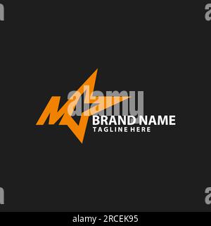 Buchstabe M mit Vektor im Sternenlogo Stock Vektor