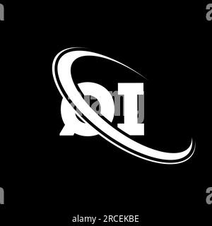 QI-Logo. Q I -Design. Weißer QI-Buchstabe. LOGO MIT QI/Q I-Buchstaben. Anfangsbuchstabe QI gekröpfter Kreis Monogramm-Logo in Großbuchstaben. Stock Vektor