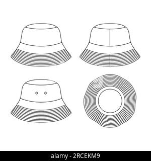 Vorlage Eimer Mütze Illustration flaches Design Umriss Vorlage Bekleidungskollektion Stock Vektor