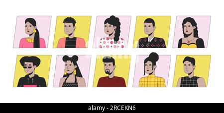 Lateinamerikanische Menschen flache Farben Cartoon Avatar Icons Bundle Stock Vektor