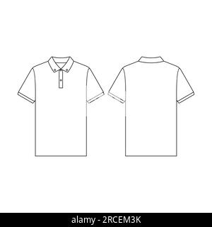 Schablone Poloshirt Button-Down-Vektor-Illustration flaches Design Umriss Schablonenkleidung Kollektion Stock Vektor