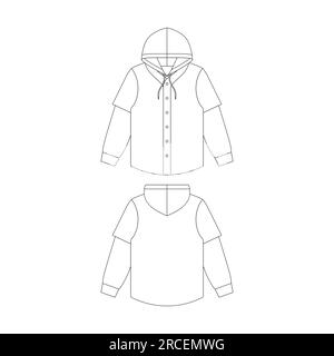 Vorlage Baseballtrikot über Kapuzenpullover Vektorzeichnung flacher Entwurf Entwurf Stock Vektor