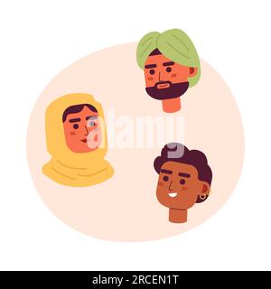 Multiraced semi Flat Vector characters Head Stock Vektor