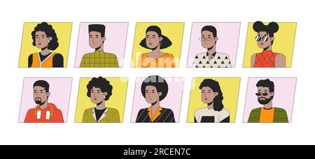 afroamerikaner Flatcolor Cartoon Avatar Icons Bundle Stock Vektor