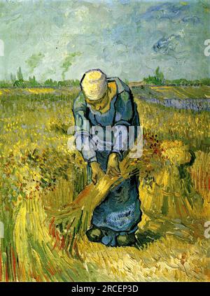 Bauernfrau, die nach Millet 1889 Schlingen bindet; Saint-rémy-de-provence, Frankreich, von Vincent van Gogh Stockfoto