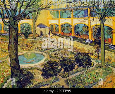 Der Hof des Krankenhauses Arles 1889; Frankreich von Vincent van Gogh Stockfoto