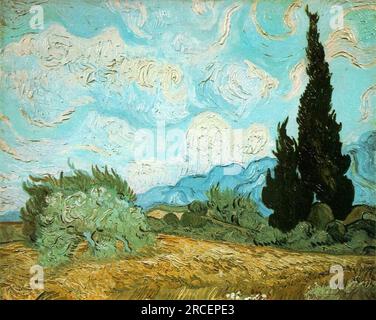 Weizenfeld mit Zypressen 1889; Saint-rémy-de-provence, Frankreich, von Vincent van Gogh Stockfoto
