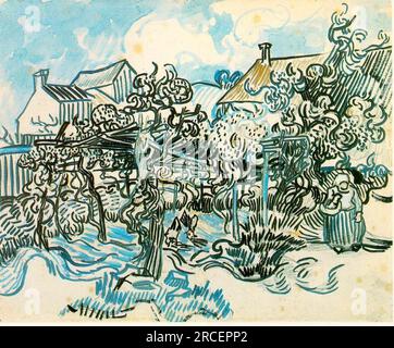 Old Vineyard mit Peasant Woman 1890; Auvers-sur-oise, Frankreich, von Vincent van Gogh Stockfoto