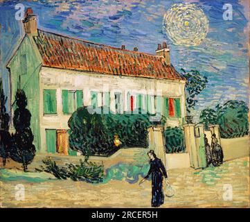 Weißes Haus bei Nacht 1890; Auvers-sur-oise, Frankreich, von Vincent van Gogh Stockfoto