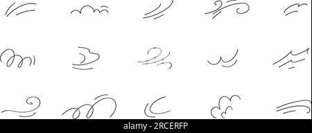 Doodle Wind bewegte Linie. Der Atem des Taifuns. Isolierte Darstellung des Flachvektors Stock Vektor