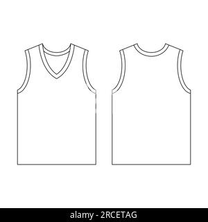 Template Jersey Basketball-V-Ausschnitt Vektordarstellung flaches Design Umriss Template Bekleidungskollektion Stock Vektor