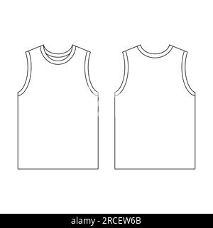 Template Jersey Basketball-O-Ausschnitt-Vektordarstellung flaches Design Umriss-Template-Bekleidungskollektion Stock Vektor