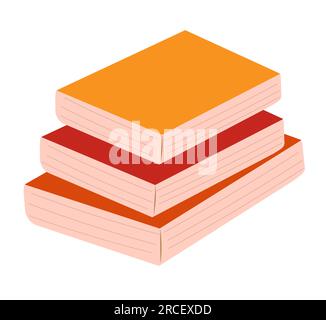 Stapel oranger und roter Bücher auf weißem Hintergrund. Vektor-Illustration. Stock Vektor