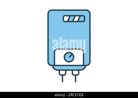 Symbol Wasserheizung. Symbol für elektronische Haushaltsgeräte. Flaches Design im Icon-Stil. Einfache Vektorkonstruktion editierbar Stock Vektor