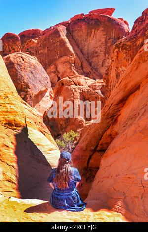 Tourist im Valley of Fire, Nevada, USA Stockfoto