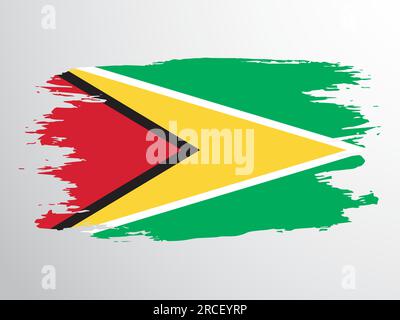 Guyana-Flagge mit einem Pinsel bemalt Stock Vektor