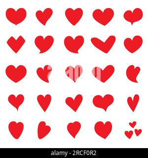 Vektorsatz roter Herzen verschiedener Formen Stock Vektor