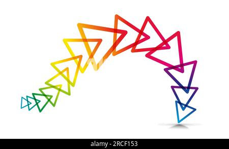 Abstrakter geometrischer Hintergrund mit Pfeilen und Dreiecken in Bewegung. Vektordarstellung Stock Vektor