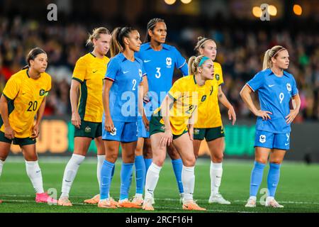 Melbourne, Victoria, Australien. 14. Juli 2023. MELBOURNE, AUSTRALIEN - JULI 14 : Australien gegen Frankreich Weltmeisterschaft 2023 Versenden Sie das freundliche Spiel am 14. Juli 2023 (Kreditbild: © Chris Putnam/ZUMA Press Wire) NUR REDAKTIONELLER GEBRAUCH! Nicht für den kommerziellen GEBRAUCH! Stockfoto