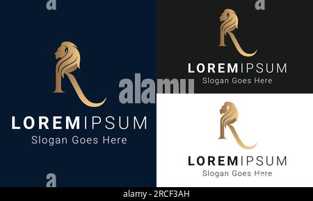 Luxus Royal King Lion mit dem ersten Buchstaben „K King“-Logo Stock Vektor