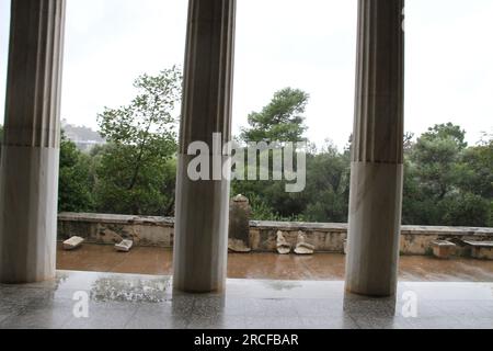 Ruinen und Tempel in Athen Agora Stockfoto