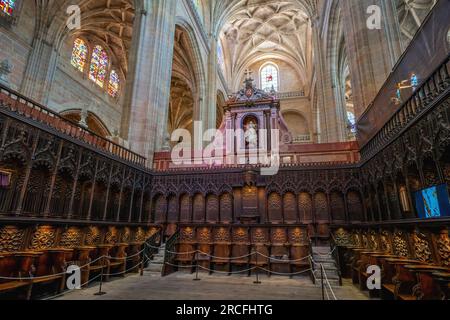 Chor in der Kathedrale von Segovia - Segovia, Spanien Stockfoto