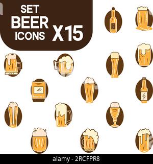 Satz farbiger Biersymbole Vektor Stock Vektor