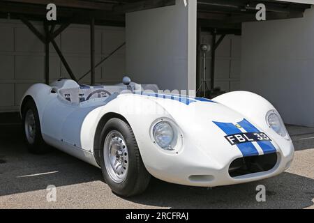 Lister „Knobbly“ (1958), Mike Hawthorn Track Day, Goodwood, Sussex, England, Großbritannien, Großbritannien, Europa Stockfoto