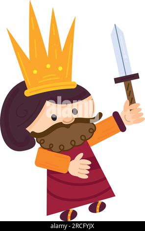 Isolierter süßer mittelalterlicher King-Charakter-Vektor Stock Vektor