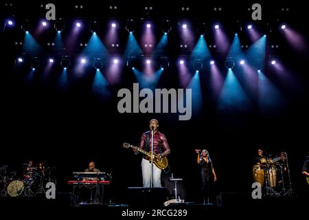 Aarhus, Dänemark. 14. Juli 2023. Der englische Sänger und Songwriter Seal führt ein Live-Konzert im Tivoli Friheden in Aarhus auf. (Foto: Gonzales Photo/Alamy Live News Stockfoto