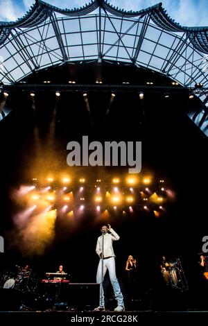 Aarhus, Dänemark. 14. Juli 2023. Der englische Sänger und Songwriter Seal führt ein Live-Konzert im Tivoli Friheden in Aarhus auf. (Foto: Gonzales Photo/Alamy Live News Stockfoto