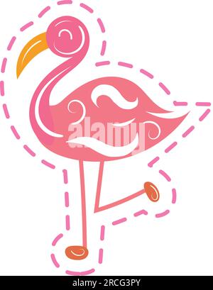 Isolierter farbiger groovy Flamingo-Skizzen-Sticker-Symbol Vektor Stock Vektor