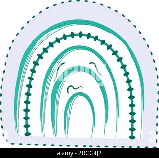 Isolierter einfarbiger Groovy-Regenbogen-Skizzen-Sticker-Symbolvektor Stock Vektor