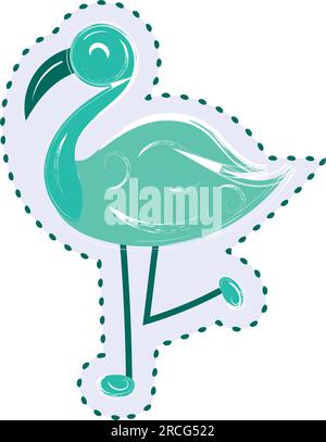 Isolierter einfarbiger groovy Flamingo-Skizzen-Sticker-Symbol-Vektor Stock Vektor