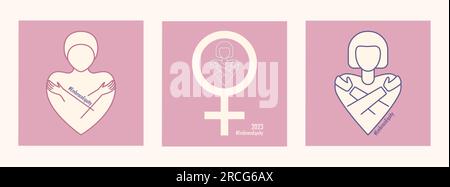 #EmbraceEquity International Women's Day 2023 Poster Template schenkt Equity eine riesige Umarmung. Genießen Sie Gerechtigkeit. Chancengleichheit ist nicht mehr genug Vec Stock Vektor