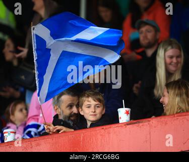 14. Juli 2023; Dens Park, Dundee, Schottland: International Football Womens Friendly, Scotland versus Northern Ireland; Schottland Fans Stockfoto