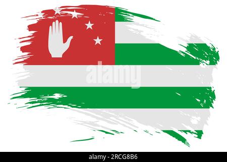 Abchasien-Pinselstrich-Flaggen-Vektorhintergrund. Handgezeichnetes isoliertes Banner im abchasischen Grunge-Stil. Stock Vektor