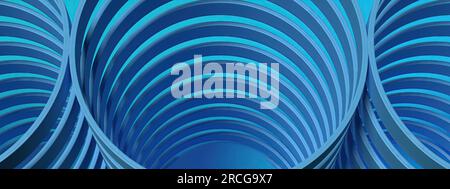 Mehrstufiger Zylinder moderne geometrische Empfindlichkeit Blau und Weiß Abstraktes, elegantes und modernes 3D-Rendering-Bild Auflösung 3D-Rendering-Bild Stockfoto