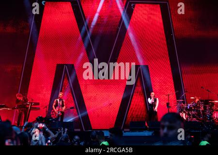 Mailand, Italien. 14. Juli 2023. Depeche Mode tritt am 14 2023. Juli live im Stadion San Siro in Mailand auf (Foto: Mairo Cinquetti/NurPhoto). Kredit: NurPhoto SRL/Alamy Live News Stockfoto