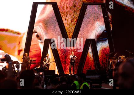 Mailand, Italien. 14. Juli 2023. Depeche Mode tritt am 14 2023. Juli live im Stadion San Siro in Mailand auf (Foto: Mairo Cinquetti/NurPhoto). Kredit: NurPhoto SRL/Alamy Live News Stockfoto