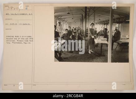 Sgt. 1. Klasse C. Donnelly macht ein Foto, Nummer B Reco 2-26-19, das die chirurgische Station C in R-Linien darstellt. Das Bild zeigt Verwundete aus der 27. Und 30. Division im Winnall Down Rest Camp in Winchester, England. Das Foto wurde am 8. November 1918 aufgenommen. Stockfoto