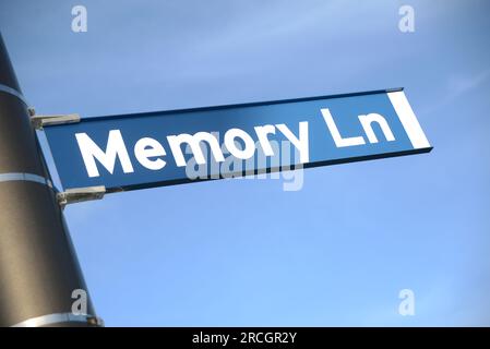 Ein Straßenschild für die Memory Lane in Christchurch, Neuseeland Stockfoto