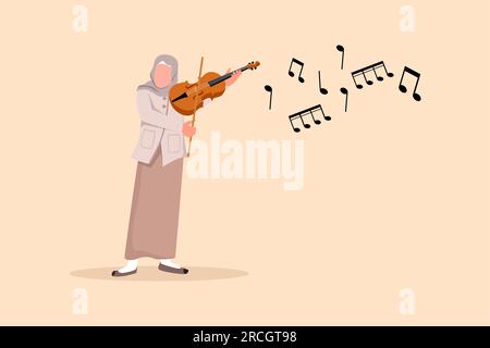 Geschäftsdesign, das arabische Musikerinnen mit Violine anzieht. Klassischer Musiker mit Musikinstrument. Musikerin spielt Geige bei Musik Stockfoto