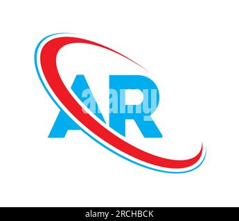 AR Letter-Logo-Design, AR Letter, AR-Logo. AR-Logo mit Anfangsbuchstaben in Rot und Blau Stock Vektor