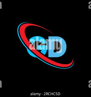 Logo des GD G D-Buchstabens. Anfangsbuchstabe GD Linked Circle Upercase Monogram Logo rot und blau. GD-Logo, G D-Design Stock Vektor