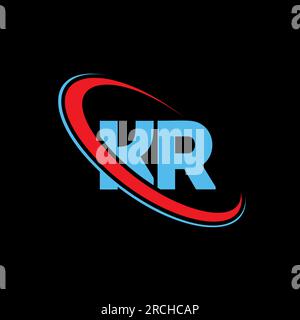 LOGO mit KR-Buchstaben. FARBE KR-Logo: Rot und blau. Stock Vektor